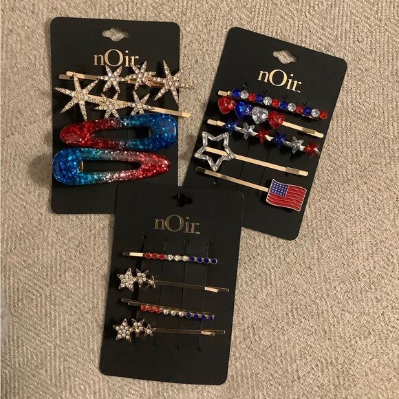 nOir Nordstrom Jewelry Star Hair Clip Set - Red, white & Blue - Picture 1 of 3